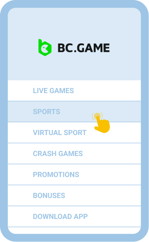 Access the sports section and bet